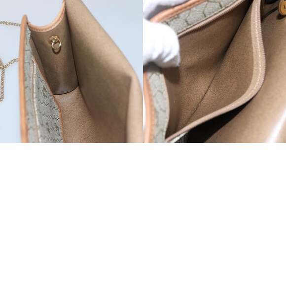 DIOR Honeycomb Canvas Chain Shoulder Bag Pvc Leather Beige - Picture 12 of 12